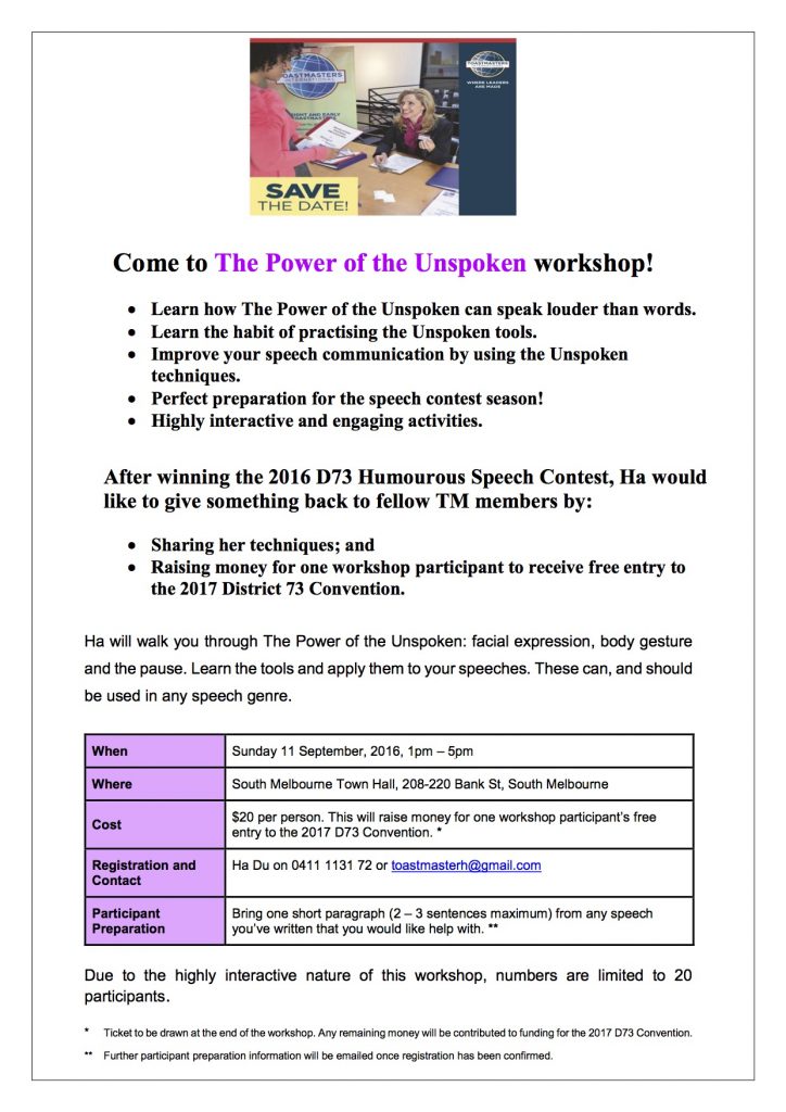 The Power of the Unspoken Workshop Flyer