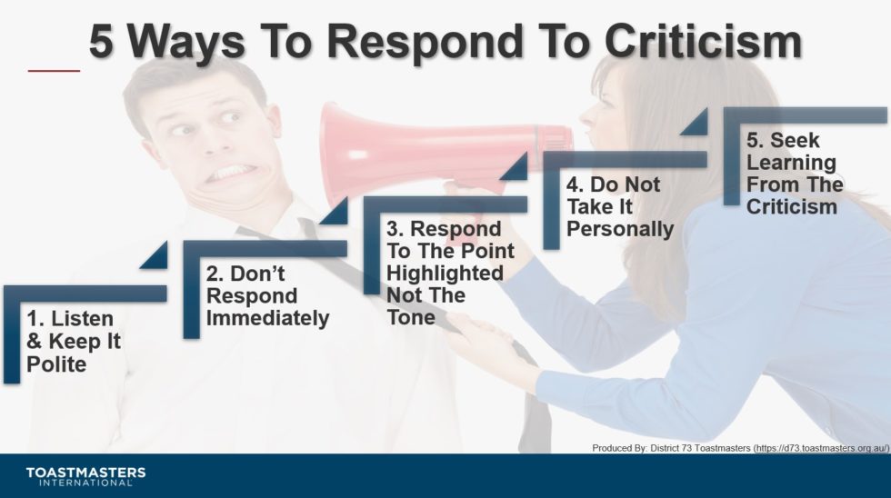 How To Respond To People's Criticism How To Respond To Criticism? | District 73 Toastmasters - Vic, Tas & SA