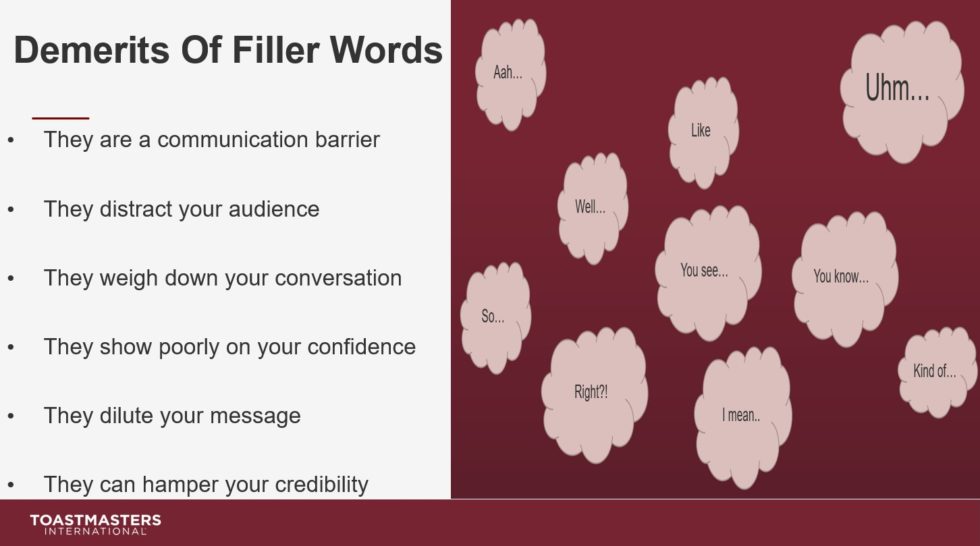 Demerits Of Using Filler Words District 73 Toastmasters Vic, Tas & SA